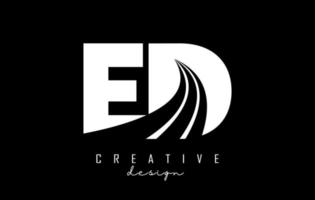 kreative weiße buchstaben ed ed logo mit führenden linien und straßenkonzeptdesign. Buchstaben mit geometrischem Design. vektor