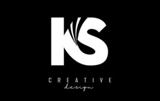 kreative weiße buchstaben ks ks-logo mit führenden linien und straßenkonzeptdesign. Buchstaben mit geometrischem Design. vektor