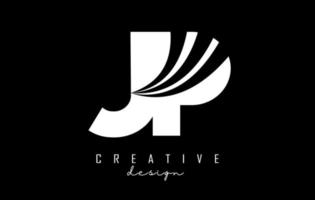 kreative weiße buchstaben jp jp logo mit führenden linien und straßenkonzeptdesign. Buchstaben mit geometrischem Design. vektor