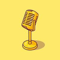guld podcast mic tecknad serie vektor