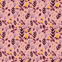 Fantasy Forest Flourish Muster, girly Hintergrund, rosa, lila, gelbe Blumen für Frühling oder Sommer verziert vektor