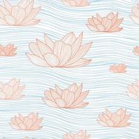 bunter lotus auf wasserlinie kunst nahtloses muster für druck oder textil, japanischer stil und stimmung, verziert vektor