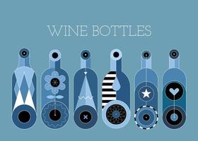 Weinflaschen blau vektor