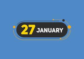 27. januar kalender erinnerung. 27. januar tägliche kalendersymbolvorlage. Kalender 27. Januar Icon-Design-Vorlage. Vektor-Illustration vektor