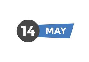 Maj 14 kalender påminnelse. 14:e Maj dagligen kalender ikon mall. kalender 14:e Maj ikon design mall. vektor illustration