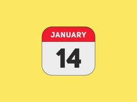 14. januar kalender erinnerung. 14. januar tägliche kalendersymbolvorlage. Kalender 14. Januar Icon-Design-Vorlage. Vektor-Illustration vektor