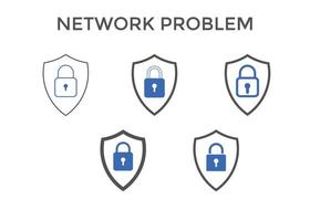 Reihe von Symbolen für den Netzwerkschutz. Sicherheitsschild-Symbol sperren