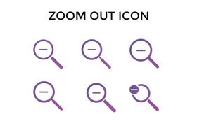 uppsättning av zoom ut ikoner. förstorande glas zoom ut tecken. Begagnade för seo eller webbplatser vektor