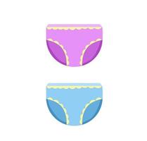 blöja. bebis byxor. blå och rosa hygienisk absorberande Kläder. platt tecknad serie illustration isolerat på vit vektor