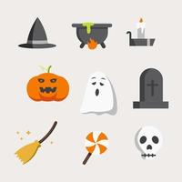 illustration des hexeninventarsets und der halloween-elemente vektor