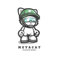 katze mit hut und brille metaverse maskottchen logo design illustration vektor