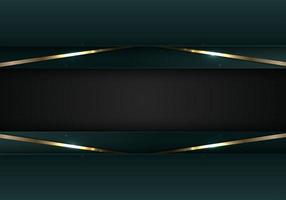 banner web elegante 3d abstrakte grüne streifen formen mit beleuchtung glänzenden goldenen diagonalen linien auf schwarzem hintergrund vorlage luxus-stil vektor