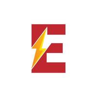 buchstabe e, energie-logo-vorlage mit bolzensymbol vektor