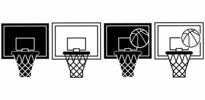 Ball und Basketballkorb-Icon-Set isoliert auf weißem Hintergrund vektor