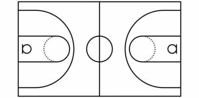 tunn linje basketboll domstol vektor isolerat på vit bakgrund