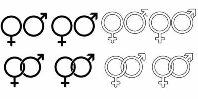 männlicher und weiblicher zeichensatz lokalisiert auf weißem hintergrund. mann- und frauenikonensymbol vektor