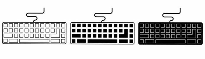 översikt silhuett tangentbord ikon uppsättning isolerat på vit bakgrund vektor