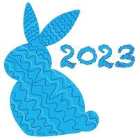das Symbol des neuen Jahres 2023, ein auf weißem Hintergrund stilisierter Wasserkaninchen. vektor