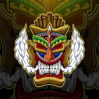 tiki mask esport maskot logotyp vektor