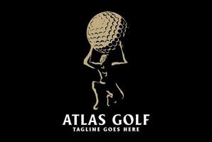 Vintage-Atlas-Lift-Golfball für Sportverein-Wettkampf-Logo-Design-Vektor vektor