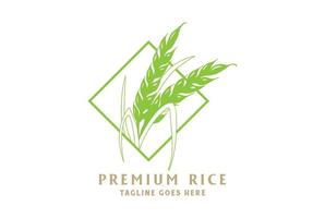 enkel minimalistisk vete spannmål ris gräs för bröd kaka bageri produkt eller bryggeri hantverk öl logotyp design vektor