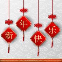 frohes chinesisches neujahrskarte mit worten. Chinesische Schriftzeichen bedeuten frohes neues Jahr vektor