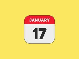 17. januar kalender erinnerung. 17. januar tägliche kalendersymbolvorlage. Kalender 17. Januar Icon-Design-Vorlage. Vektor-Illustration vektor