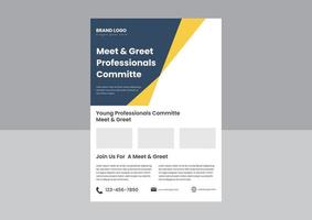 Meet and Greet Flyer Poster Design-Vorlage. treffen essen und grüßen mit fachleuten flyer poster design vorlage. vektor