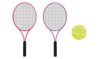 uppsättning av tennis racketar och boll vattenfärg stil vektor illustration isolerat på vit bakgrund. tennis racket och boll ClipArt. enkel tennis racket tecknad serie teckning stil. sport Utrustning hand dragen