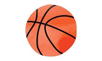 Basketballball-Aquarell-Illustrationsvektor lokalisiert auf weißem Hintergrund. Aquarell-Basketball-Ball-Clipart vektor