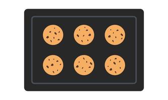 Cookie-Tablett-Clipart-Vektorillustration. einfaches backblech voller kekse flaches vektordesign. Cookies Tray-Schild-Symbol. schwarze Plätzchen-Tablett-Cartoon-Clipart. Küchen- und Kochkonzeptsymbol vektor