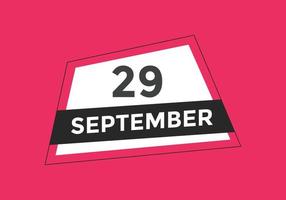 september 29 kalender påminnelse. 29: e september dagligen kalender ikon mall. kalender 29: e september ikon design mall. vektor illustration