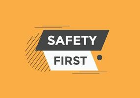 Safety-First-Taste. Sicherheit erste Sprechblase vektor