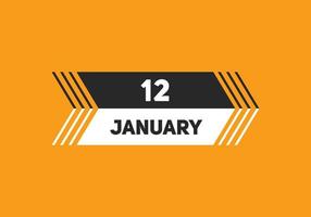 12. januar kalender erinnerung. 12. januar tägliche kalendersymbolvorlage. Kalender 12. Januar Icon-Design-Vorlage. Vektor-Illustration vektor