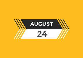 24. August Kalendererinnerung. 24. august tägliche kalendersymbolvorlage. Kalender 24. August Icon-Design-Vorlage. Vektor-Illustration vektor