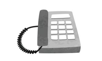 klassische Telefoncliparts. einfaches telefon mit tastatur für schreibtischaquarellart-vektorillustration lokalisiert auf weiß. niedliche telefonkarikatur handgezeichnete gekritzelart. Zeichnung für Bürobedarf vektor