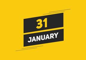 31. januar kalender erinnerung. 31. januar tägliche kalendersymbolvorlage. Kalender 31. Januar Icon-Design-Vorlage. Vektor-Illustration vektor