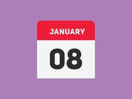 8. januar kalender erinnerung. 8. januar tägliche kalendersymbolvorlage. Kalender 8. Januar Icon-Design-Vorlage. Vektor-Illustration vektor