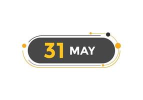 31. mai kalender erinnerung. 31. mai tägliche kalendersymbolvorlage. Kalender 31. Mai Icon-Design-Vorlage. Vektor-Illustration vektor