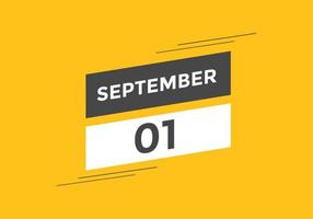 1. September Kalendererinnerung. 1. september tägliche kalendersymbolvorlage. Kalender 1. September Icon-Design-Vorlage. Vektor-Illustration vektor