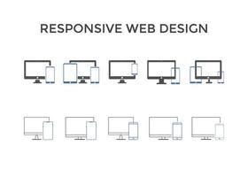 Reihe von responsiven Webdesign-Symbolen. Liniensymbol vektor