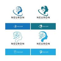 neuron logotyp eller nervcell logotyp design, molekyl logotyp illustration mall ikon med vektor koncept