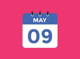 Maj 9 kalender påminnelse. 9:e Maj dagligen kalender ikon mall. kalender 9:e Maj ikon design mall. vektor illustration