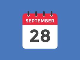 september 28 kalender påminnelse. 28: e september dagligen kalender ikon mall. kalender 28: e september ikon design mall. vektor illustration