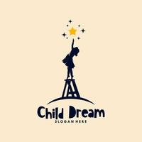 kleine Kinder träumen Logo-Design vektor