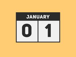 januari 1 kalender påminnelse. 1:a januari dagligen kalender ikon mall. kalender 1:a januari ikon design mall. vektor illustration
