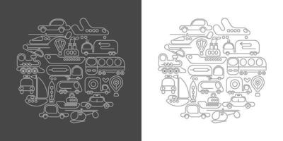 Transport runde Form Strichzeichnungen vektor