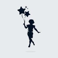 kleiner Kindersprung hält Luftballons-Logo-Design vektor