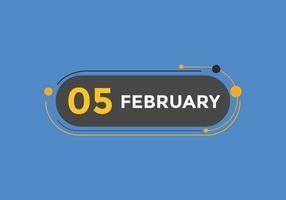 5. Februar Kalendererinnerung. 5. februar tägliche kalendersymbolvorlage. Kalender 5. Februar Icon-Design-Vorlage. Vektor-Illustration vektor
