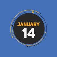 14. januar kalender erinnerung. 14. januar tägliche kalendersymbolvorlage. Kalender 14. Januar Icon-Design-Vorlage. Vektor-Illustration vektor